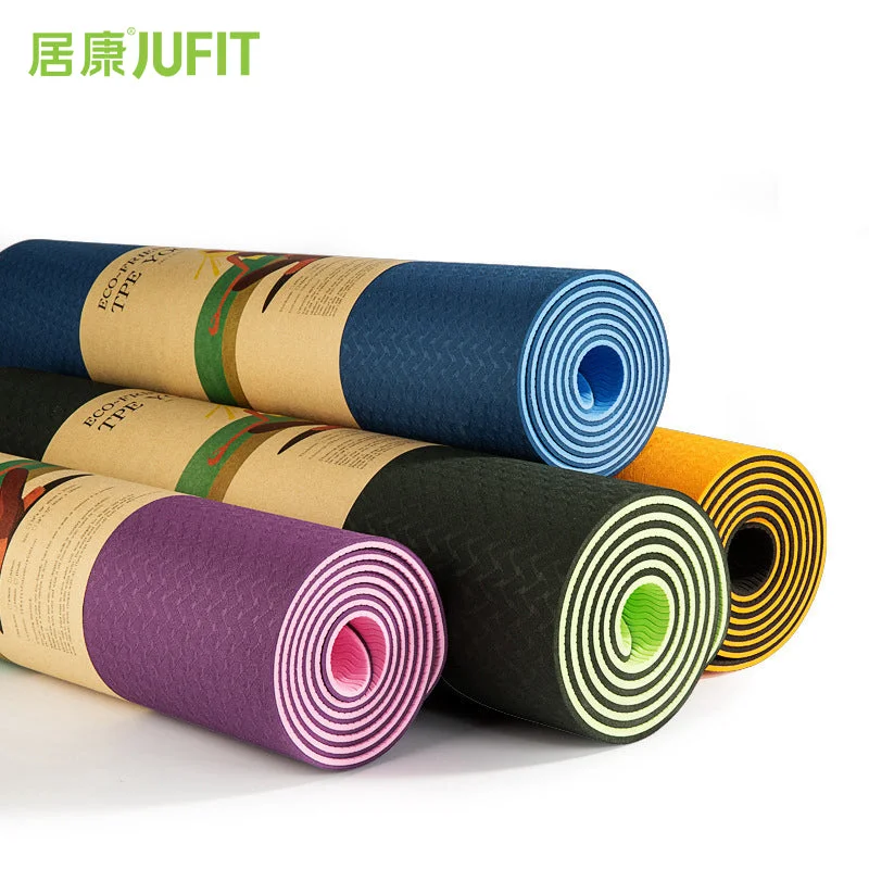 Daily Deals JUFIT 1830*610*6MM TPE Yoga Mat Double Sided Color Exercise Sports Mats For Fitness Gym