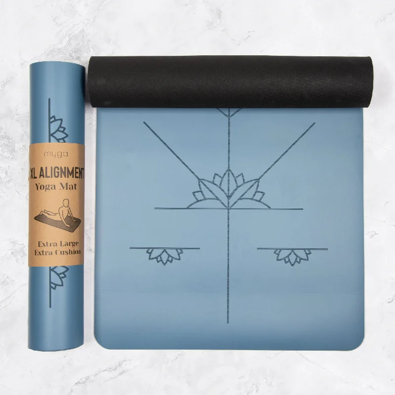 Factory Direct Sale Extra Large Blue Lotus Alignment Yoga Mat