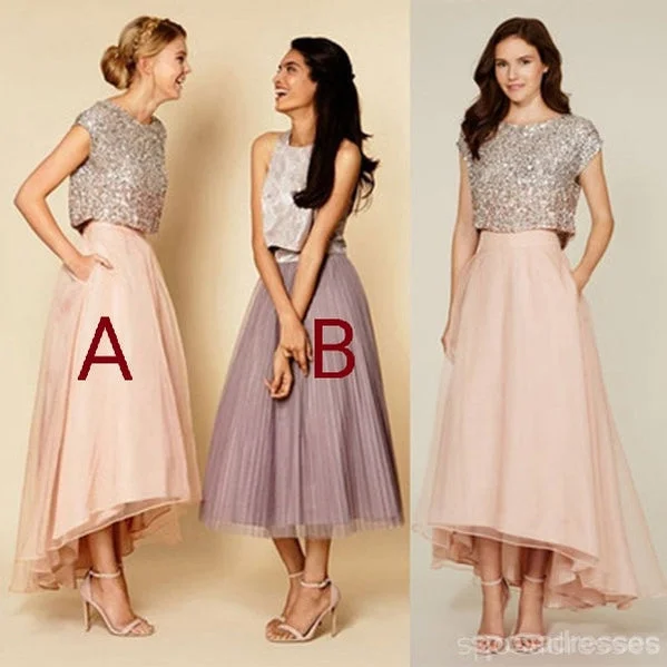 Weekend Deal Pretty Two Pieces Cap Sleeve Sequin Top Organza Long Bridesmaid Dresses, WG38 Weekend Deal Pretty Two Pieces Cap Sleeve Sequin Top Organza Long Bridesmaid Dresses, WG38