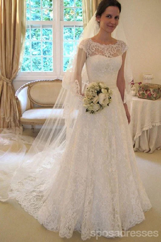 Overstock Cap Sleeve Lace A line Wedding Dresses, 2017 Long Custom Wedding Gowns, Affordable Bridal Dresses, 17095