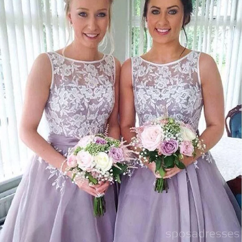 Sale Event Popular Organza Bateau Sleeveless Lace Short Bridesmaid Dresses, WG31