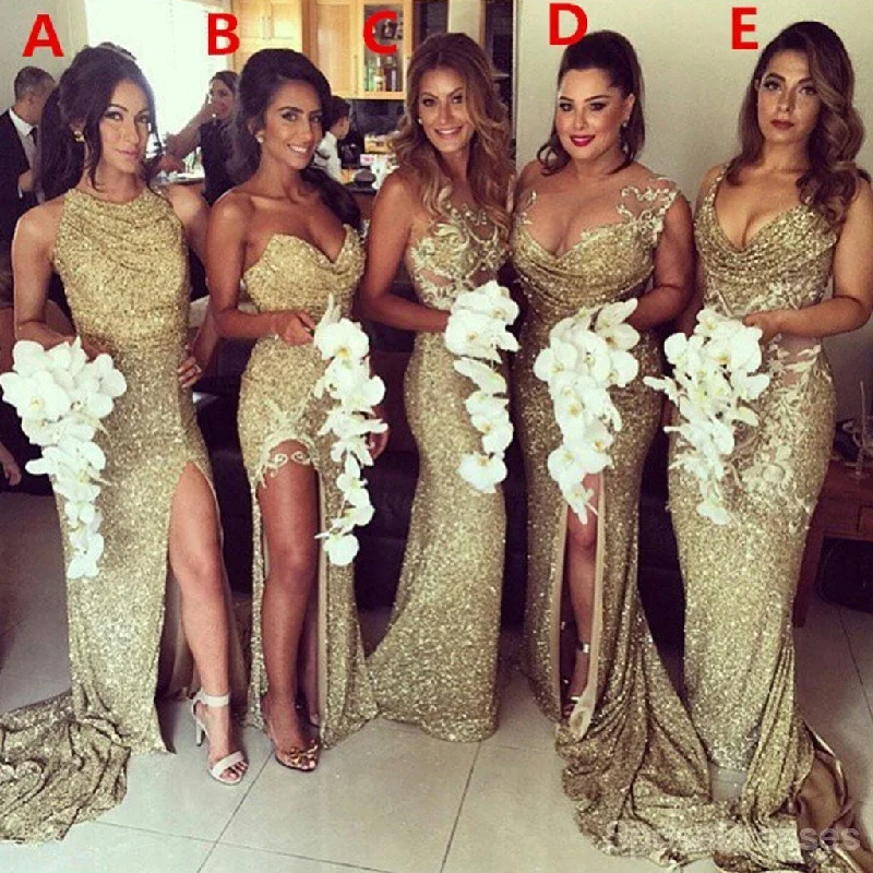 Best Deals Sexy Unique Mismatched Side Split Sparkly Women Long Bridesmaid Dresses, WG86 Best Deals Sexy Unique Mismatched Side Split Sparkly Women Long Bridesmaid Dresses, WG86