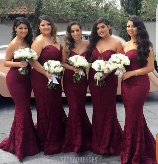 Best Bargains Sexy Mermaid Sweet Heart Dark Red Lace Cheap Long Bridesmaid Dresses, BD100 Best Bargains Sexy Mermaid Sweet Heart Dark Red Lace Cheap Long Bridesmaid Dresses, BD100
