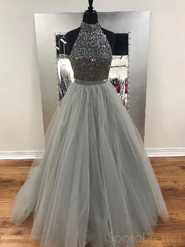 Best Seller A Line Gray Beaded Fashion Evening Prom Dresses, Popular Sweet 16 Party Prom Dresses, Custom Long Prom Dresses, Cheap Formal Prom Dresses, 17147