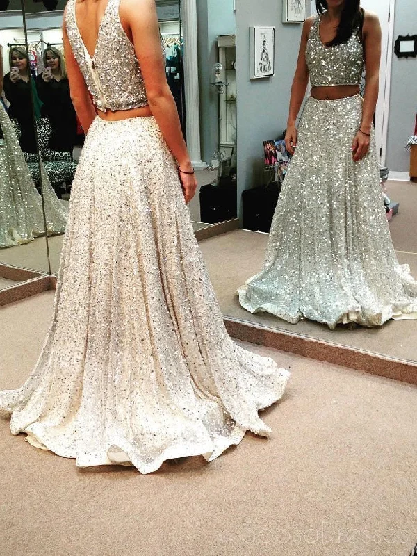 Exclusive Deal Sexy Two Pieces Sparkly Mermaid Sequin Evening Prom Dress, Popular Sexy Party Prom Dresses, Custom Long Prom Dresses, Cheap Formal Prom Dresses, 17149