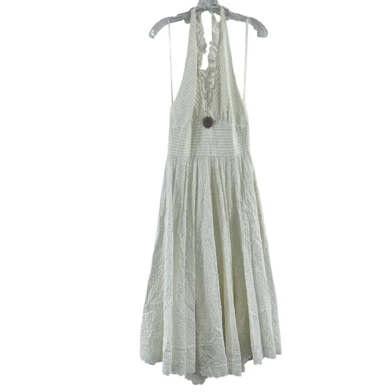 Extra Discounts Eliza J Y2K White Eyelet Cotton Midi Halter Dress Women’s 8 Fit & Flare Preowned