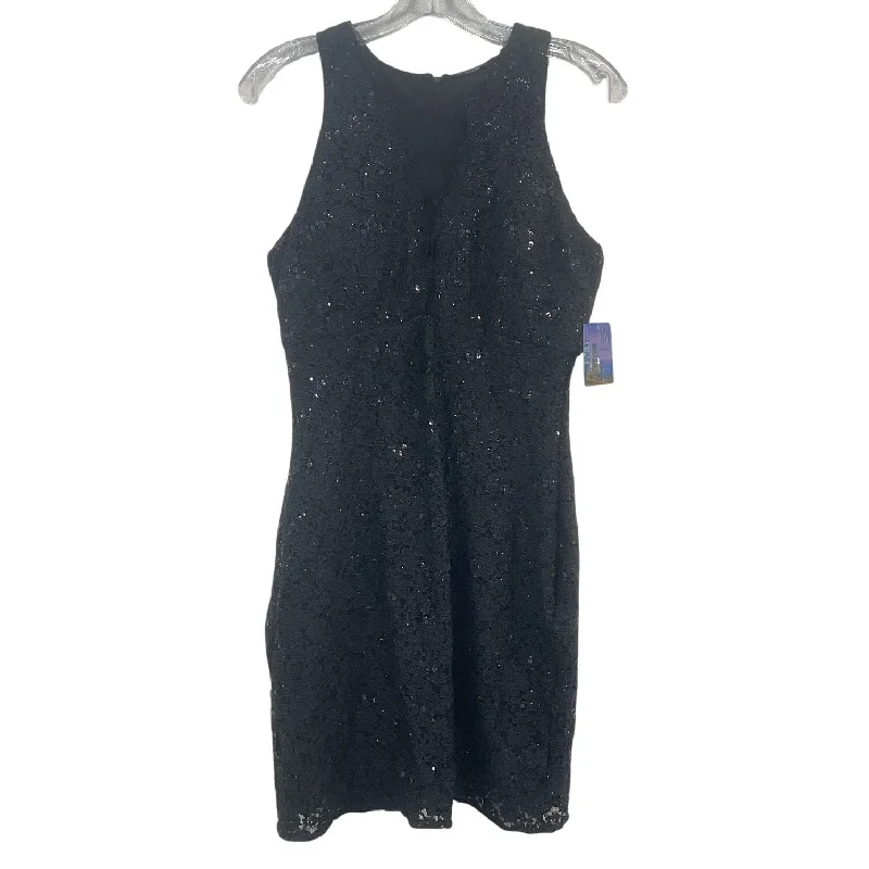 Hot Deal NW Nightway Black Lacy Sequined Petite Bodycon Dress Women’s Size 8P NWT