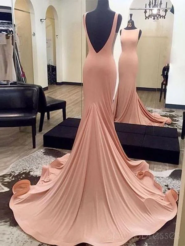 Quick Sale Mermaid Sexy Blush Pink Evening Prom Dresses, Long Backless Party Prom Dresses, 17121