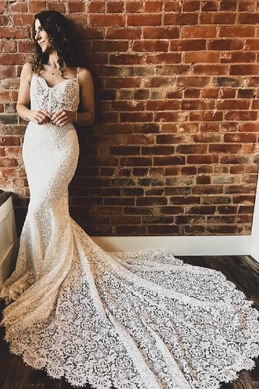 Amazing Deals Off White Lace Sweetheart Trumpet Long Wedding Dress