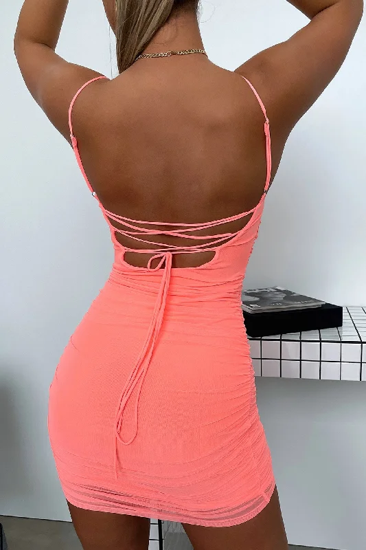 Year-End Sale Linda Mini Dress - Coral