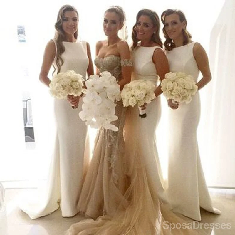 Markdowns Charming White Mermaid  Long Wedding Party Bridesmaid Dresses, WG79