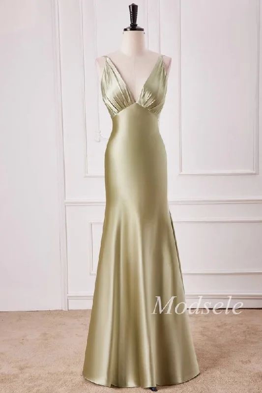 Deal Alert Sage Spaghetti Strap High Waist Mermaid Long Dress