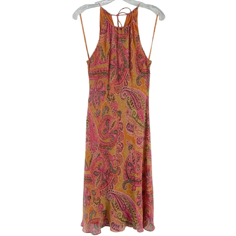 Crazy Savings Ann Taylor Orange Paisley Silk Sleeveless A-Line Midi Dress Women’s 8P Preowned