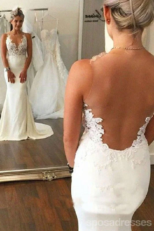 Final Sale Lace See Through Mermaid Wedding Dresses,  2017 Backless Long Custom Wedding Gowns, Affordable Bridal Dresses, 17113