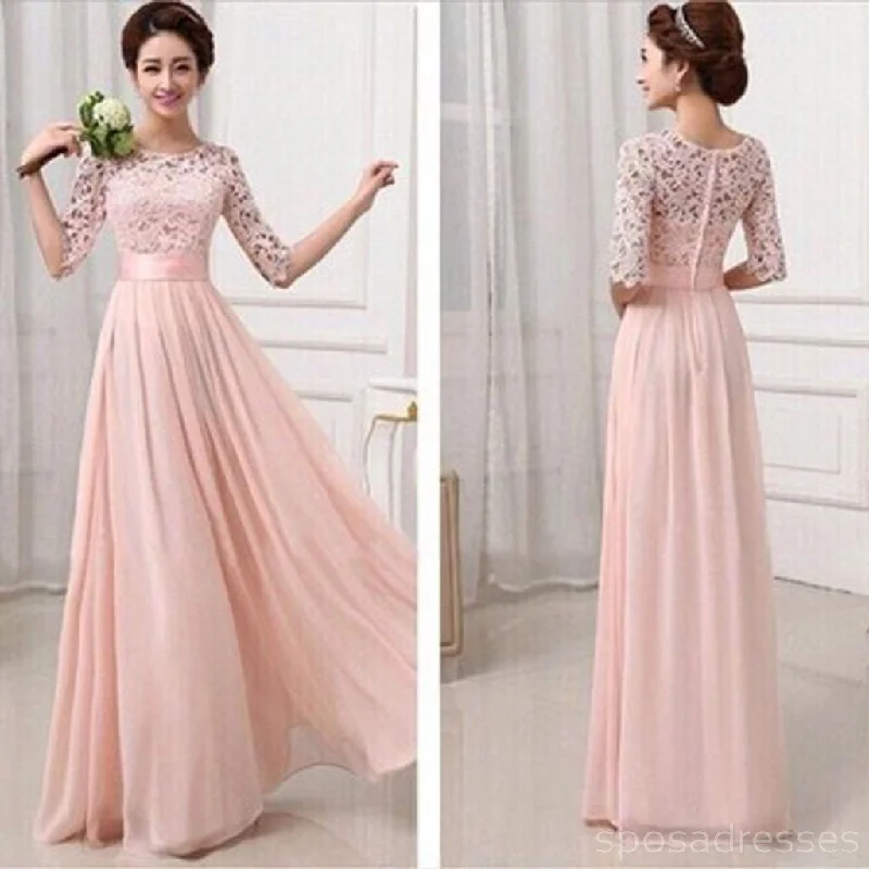 Major Savings Most Popular Junior Half Sleeve Top Seen-Through Long Bridesmaid Dresses, WG27