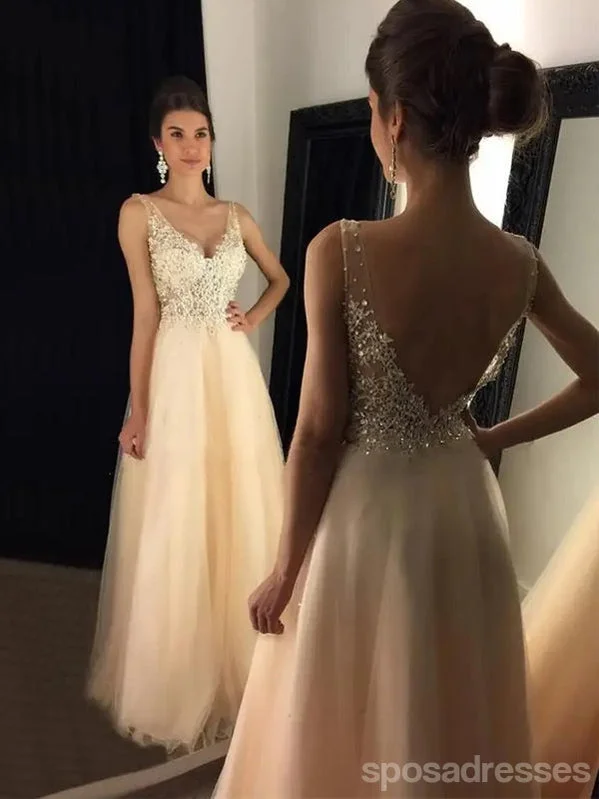 Closeout Sale Sexy Backless Lace Beaded Evening Prom Dresses, Long Sexy Party Prom Dress, Custom Long Prom Dresses, Cheap Formal Prom Dresses, 17131
