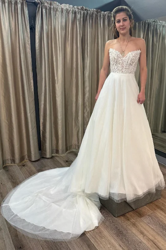 Daily Deals White Strapless High-Low Wedding Dress