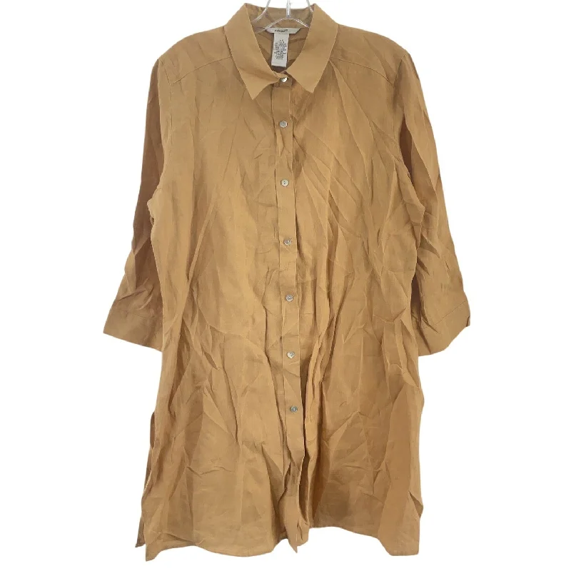 Limited Time Offer Edward Tan Irish Linen Button-Up Shirt Dress Knee Length Women’s Size 14 NWT