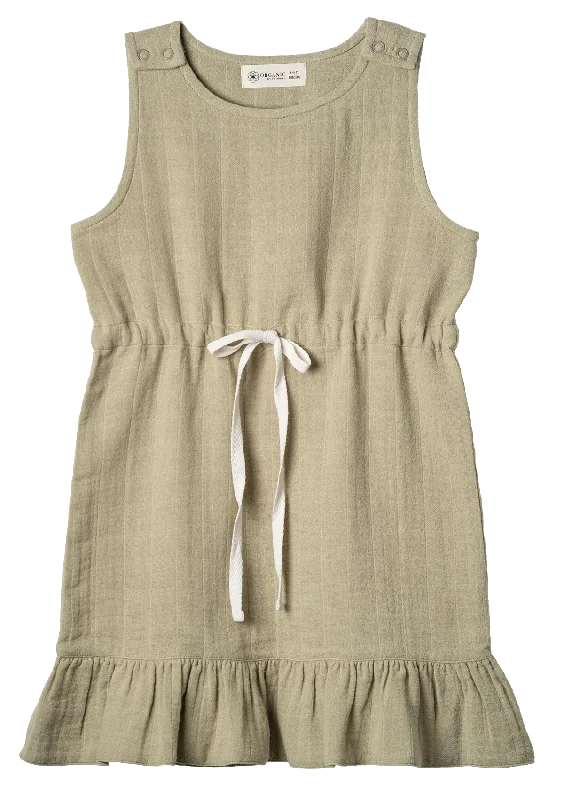 Midnight Madness Muslin Jumper Dress Drawstring Sage-green