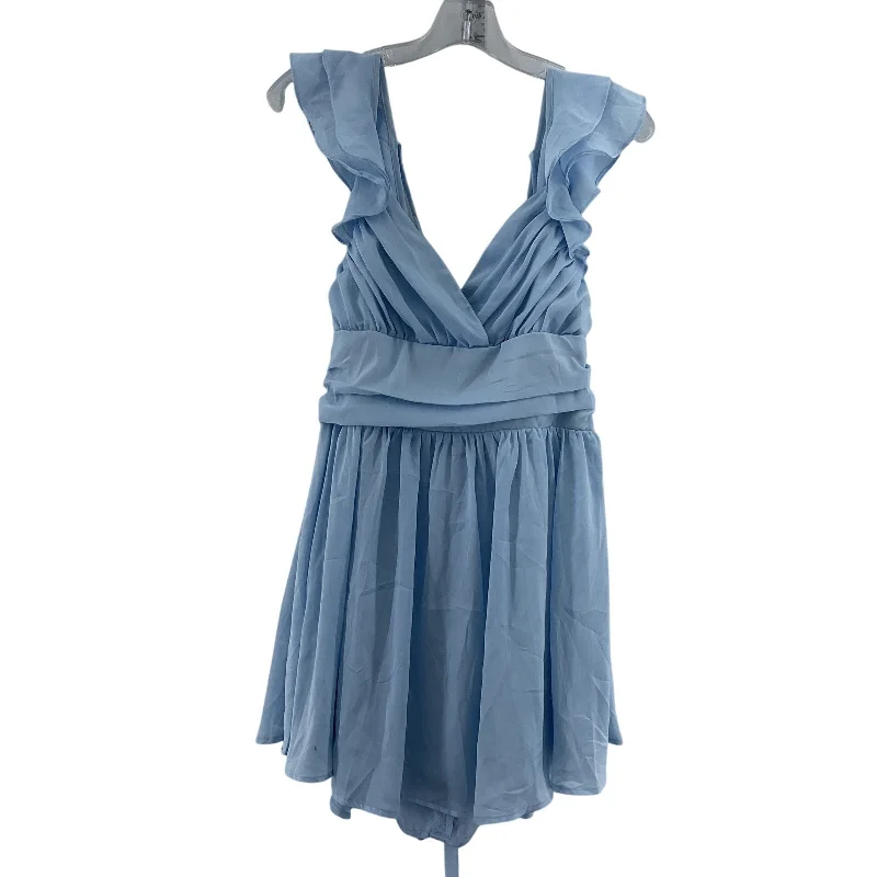 Overstock Sale Cellecci Light Blue Cotton Ruffle Shoulder Flowy Mini Dress S Women's Preowned