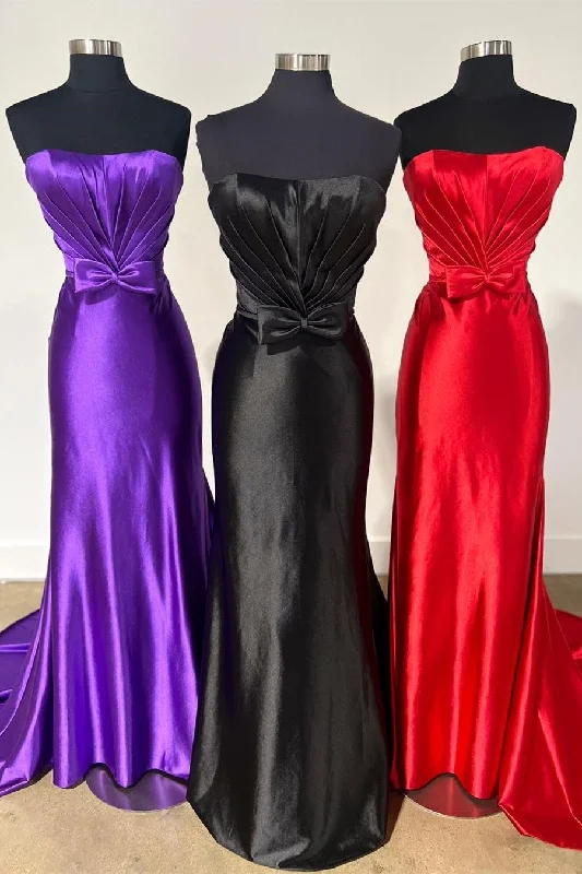 Limited Time Offer Red Strapless Bow Mermaid Long Prom Dress