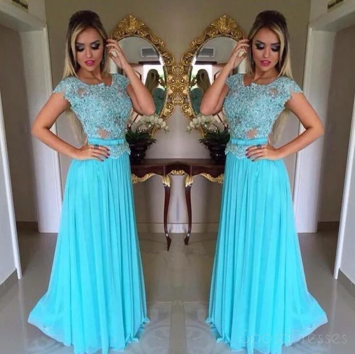 Super Deal Turquoise Cap Sleeve  Evening Prom Dresses, Sexy See Through Party Prom Dress, Custom Long Prom Dress, Cheap Party Prom Dress, Formal Prom Dress, 17029