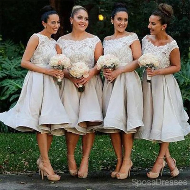Super Deal Morden Cap Sleeve Lace Organza Knee-Length On Sale Bridesmaid Dresses, WG117 Super Deal Morden Cap Sleeve Lace Organza Knee-Length On Sale Bridesmaid Dresses, WG117