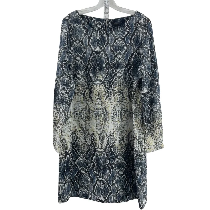 Weekend Deal The Limited Gray/Black Women LS Snake Print Shift Dress XL Midi Preowned