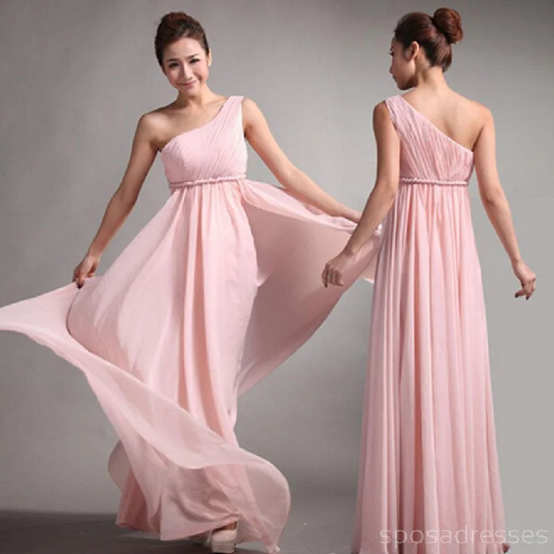 Super Savings Popular Junior One Shoulder Pink Chiffon Simple Cheap Bridesmaid Dresses, WG49 Super Savings Popular Junior One Shoulder Pink Chiffon Simple Cheap Bridesmaid Dresses, WG49