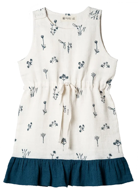 Instant Discount Muslin Jumper Dress Drawstring Plants Delight