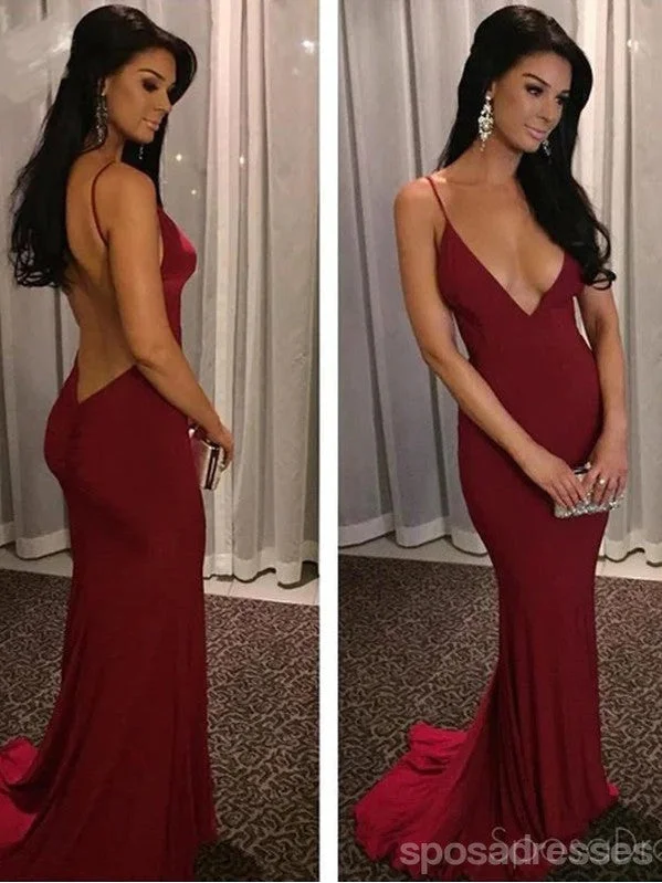 Markdowns Dark Red Sexy Mermaid Evening Prom Dresses, Long Backless Party Prom Dress, Custom Long Prom Dresses, Cheap Formal Prom Dresses, 17124