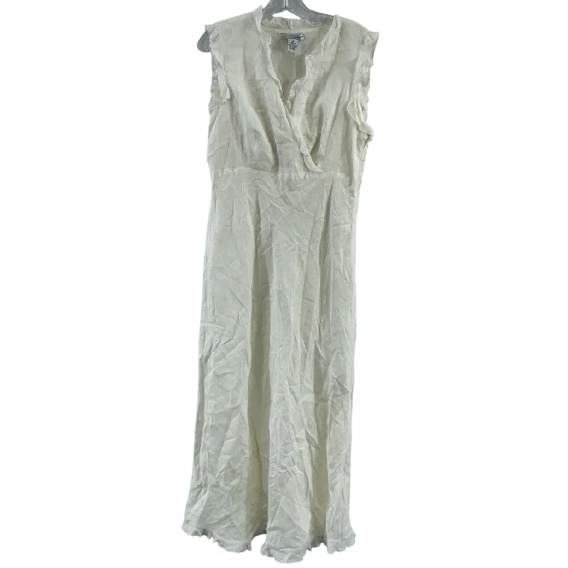 Today Only Jillian Jones Off-White Linen Faux Wrap Maxi Dress Women’s Size 12 Preowned