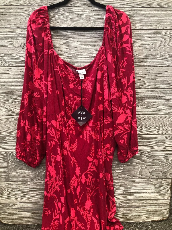 Shop and Save Dress Casual Midi By Ava & Viv In Pink, Size: 3x