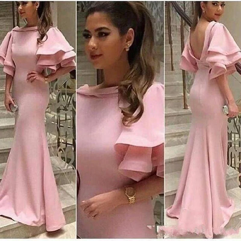 Great Deals Pink  Puff Sleeve Long Evening Prom Dress, Popular Custom Party Prom Dresses, Custom Long Prom Dresses, Cheap Formal Prom Dresses, 17165