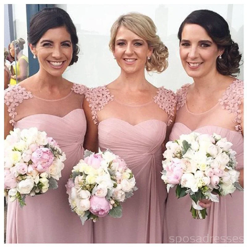 Holiday Sale Pretty Hand Made Flowers Charming Chiffon Scoop Neck Bridesmaid Dresses, WG42 Holiday Sale Pretty Hand Made Flowers Charming Chiffon Scoop Neck Bridesmaid Dresses, WG42