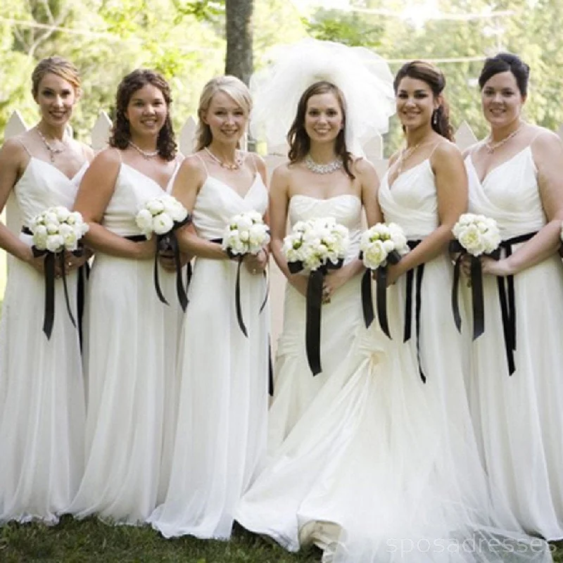 Closeout Elegant White Chiffon Spaghetti Strap Charming Long Bridesmaid Dresses, WG74 Closeout Elegant White Chiffon Spaghetti Strap Charming Long Bridesmaid Dresses, WG74
