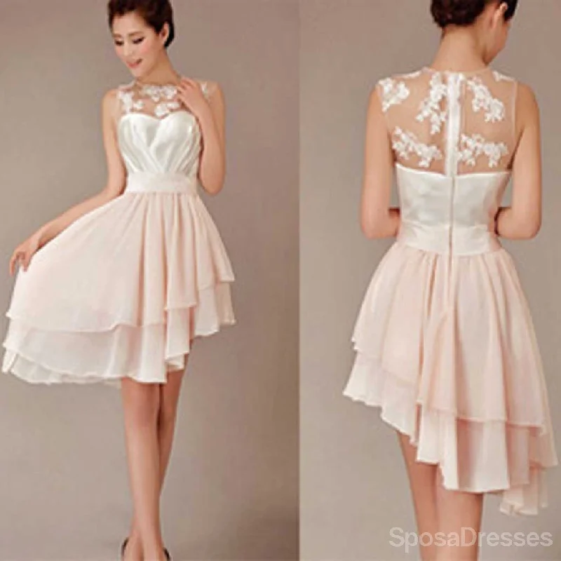 Price Drop Cheap Pretty Junior Blush Pink Hi-Lo Short Knee-Length Bridesmaid Dresses, WG96 Price Drop Cheap Pretty Junior Blush Pink Hi-Lo Short Knee-Length Bridesmaid Dresses, WG96