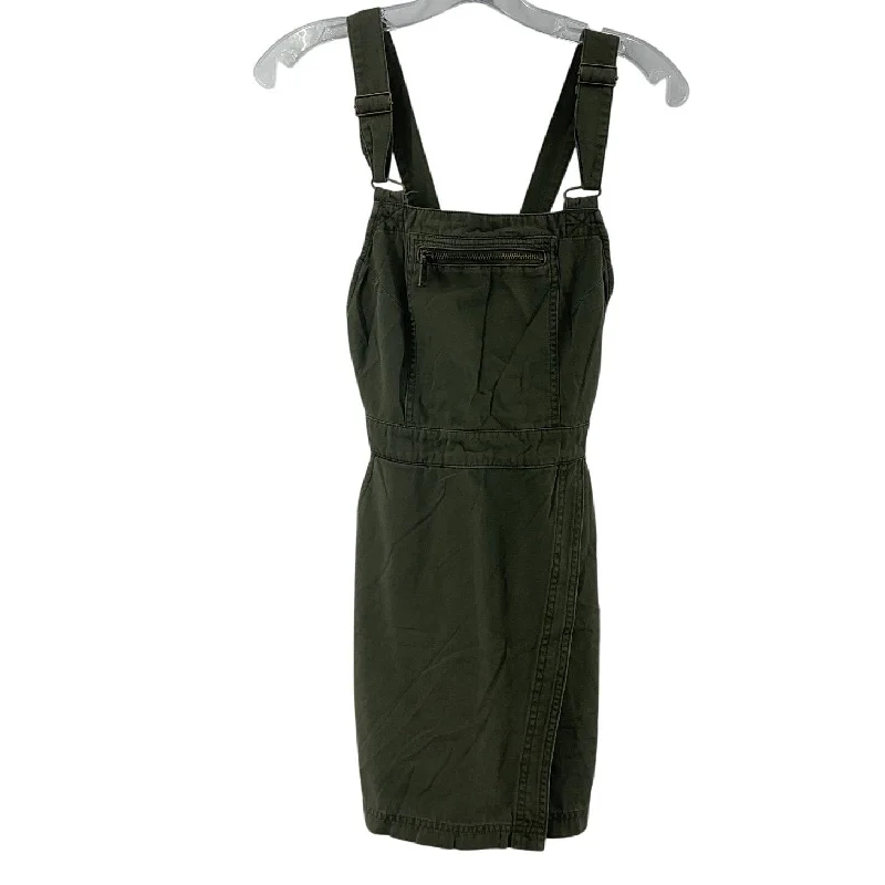 Don’t Miss Out BDG Green Overall Short Sleeve Tank Dress Pockets Cotton Size 0 Women's Preowned