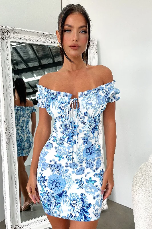 Online Only Maisie Dress - Blue/White Floral