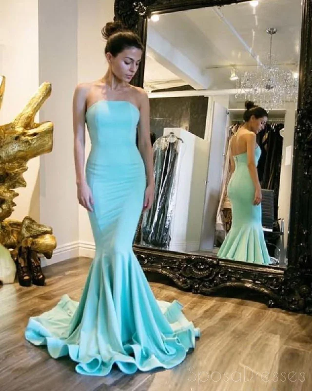 Discount Deals Strapless Mermaid Tiffany Blue Evening Prom Dresses, Long Sexy Party Prom Dress, Custom Long Prom Dresses, Cheap Formal Prom Dresses, 17130