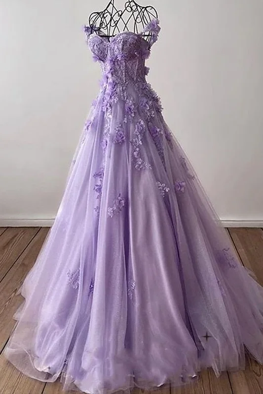 Exclusive Online Offer A-Line Strapless Sweetheart Appliques Tulle Long Formal Prom Dress Exclusive Online Offer A-Line Strapless Sweetheart Appliques Tulle Long Formal Prom Dress