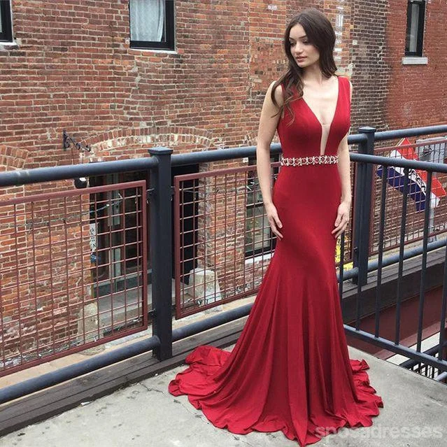 Instant Discount Deep V Neckline Mermaid Evening Prom Dresses, Long Backless Sexy Party Prom Dress, Custom Long Prom Dresses, Cheap Formal Prom Dresses, 17126