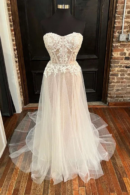 Buy Now Ivory Sweetheart Appliques A-Line Long Wedding Dress