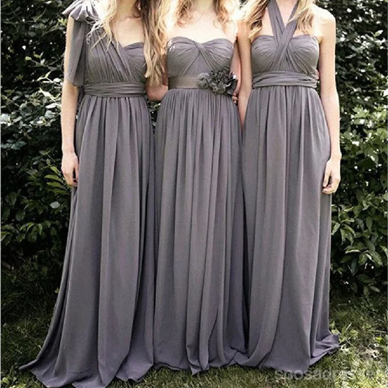Major Savings Junior Popular Convertible Chiffon Gray A Line Cheap Long Bridesmaid Dresses for Wedding Party, WG111 Major Savings Junior Popular Convertible Chiffon Gray A Line Cheap Long Bridesmaid Dresses for Wedding Party, WG111