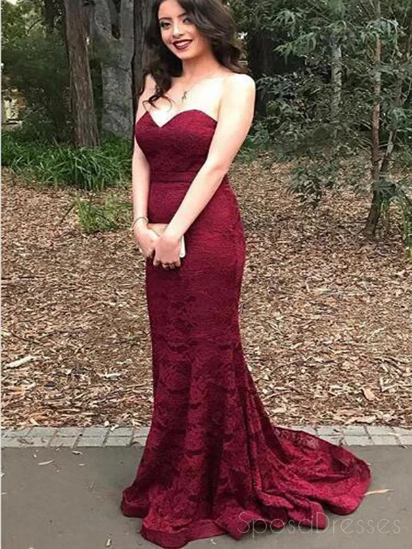 Flash Sale Sweetheart Red Lace Mermaid Evening Prom Dresses, 2018 Long Party Prom Dress,17087