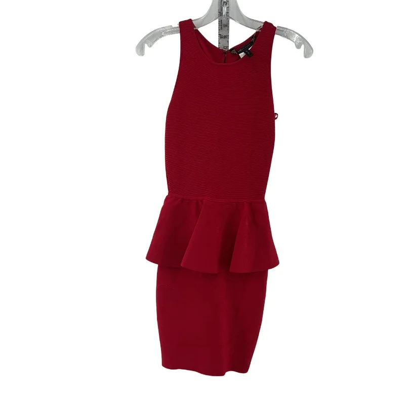 Price Buster BCBGMAXAZRIA Red Peplum Knee Length Sleeveless Dress XS Women's Preowned
