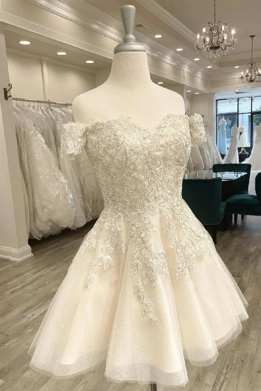 Super Bargain Princess White Appliques A-Line Short Homecoming Dress