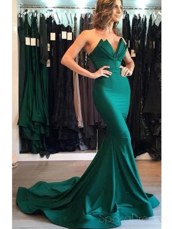 Bargain Blast Emerald Green Mermaid Simple Cheap Formal Prom Dresses, 17068
