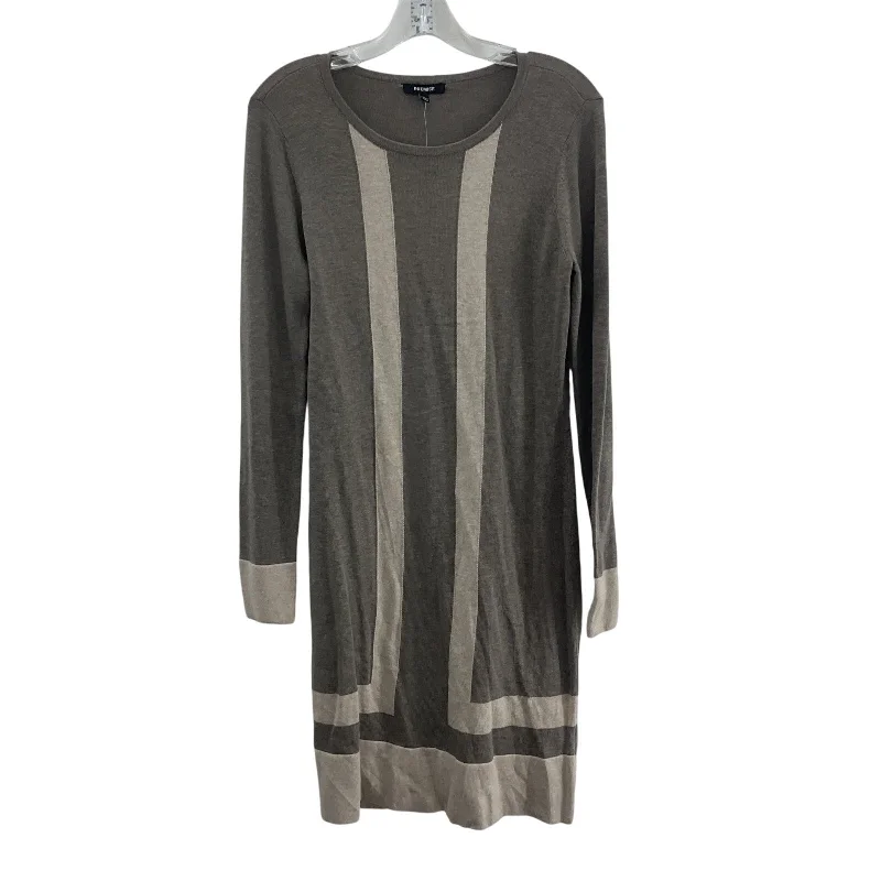 New Deals Premise Cashmere Blend Long Women's Striped Sweater Dress, S, Brown & Cream, NWT