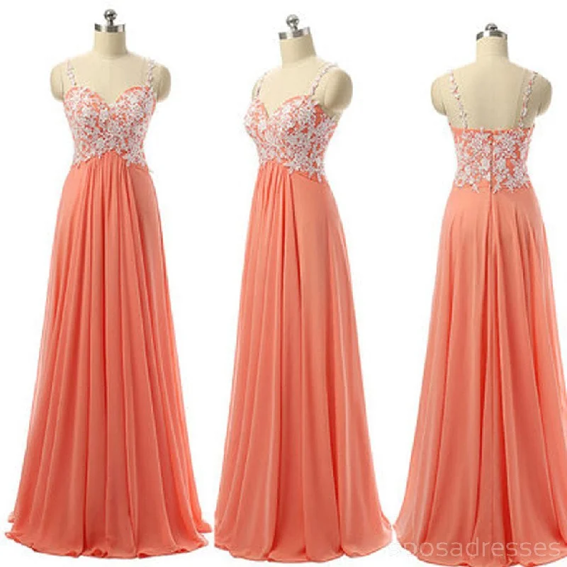 Bargain Prices Junior Pretty Spaghetti Strap Sweetheart Long Bridesmaid Dresses with Applique, WG16 Bargain Prices Junior Pretty Spaghetti Strap Sweetheart Long Bridesmaid Dresses with Applique, WG16